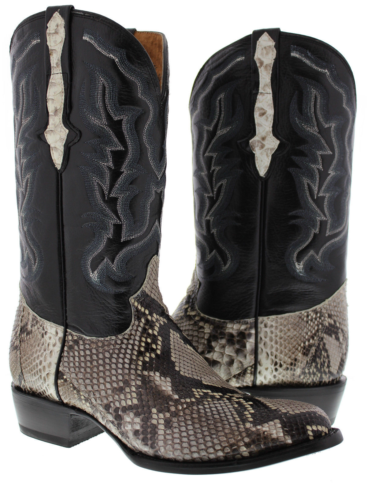mens real python snake skin genuine leather cowboy boots rodeo ...