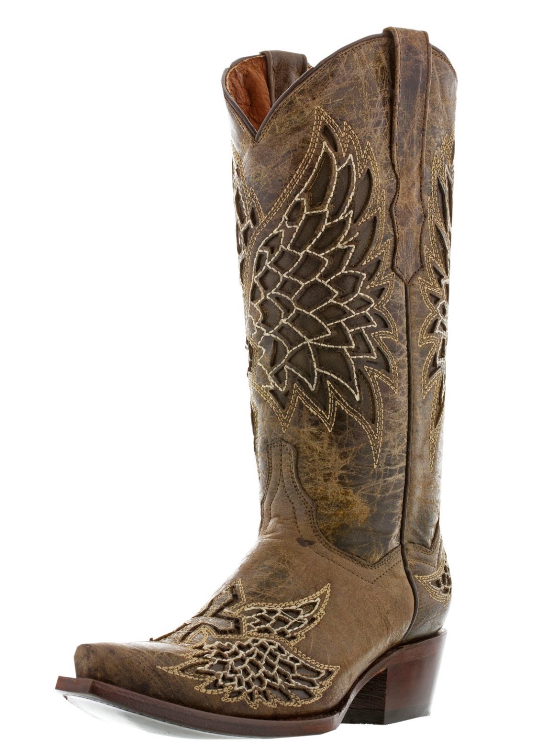 Womens Brown Wings Cross 2 Western Cowboy Cowgirl Leather Boots Rodeo Riding New | eBay
