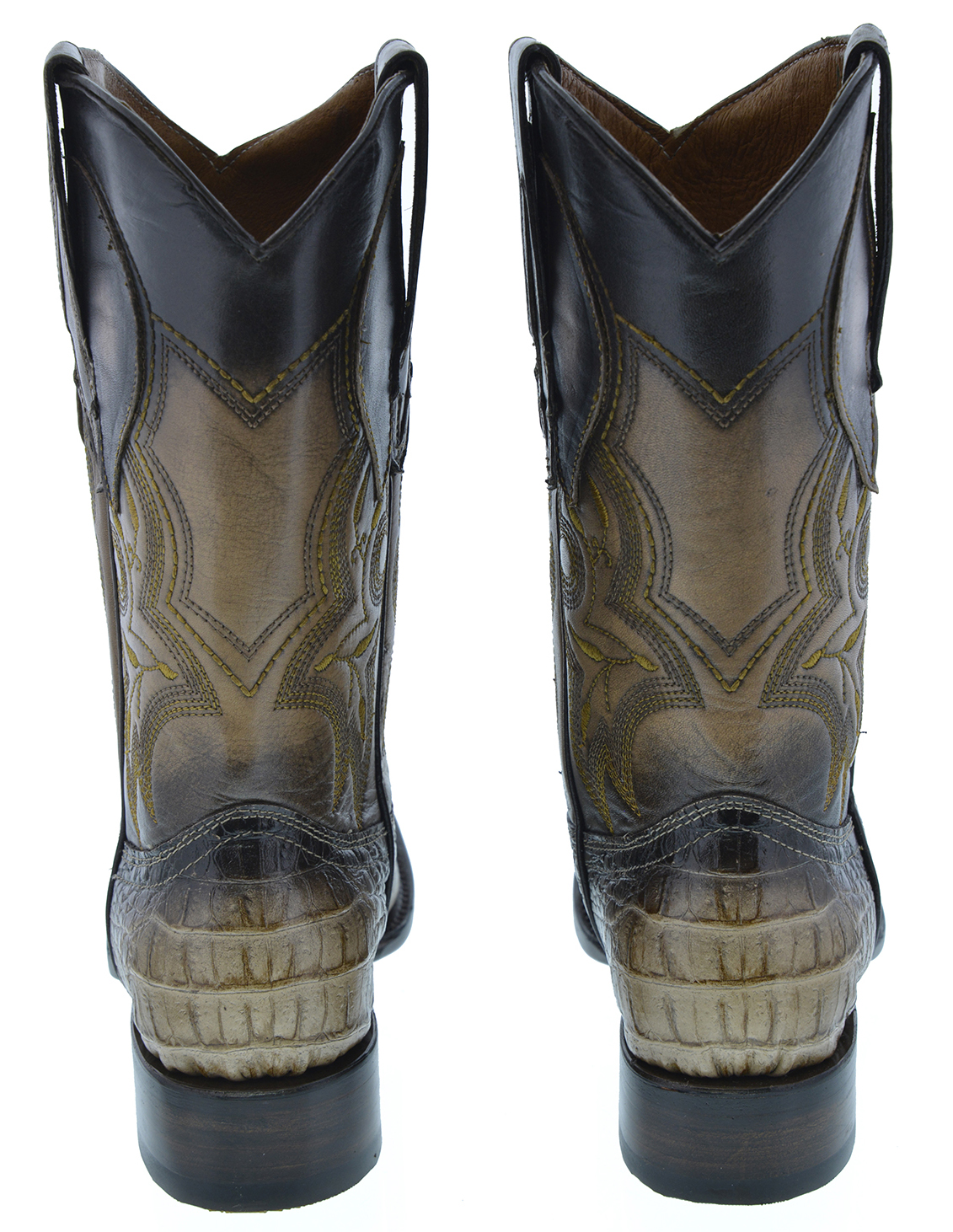 Mens Leather Crocodile Alligator Print Western Cowboy Boots Square Toe
