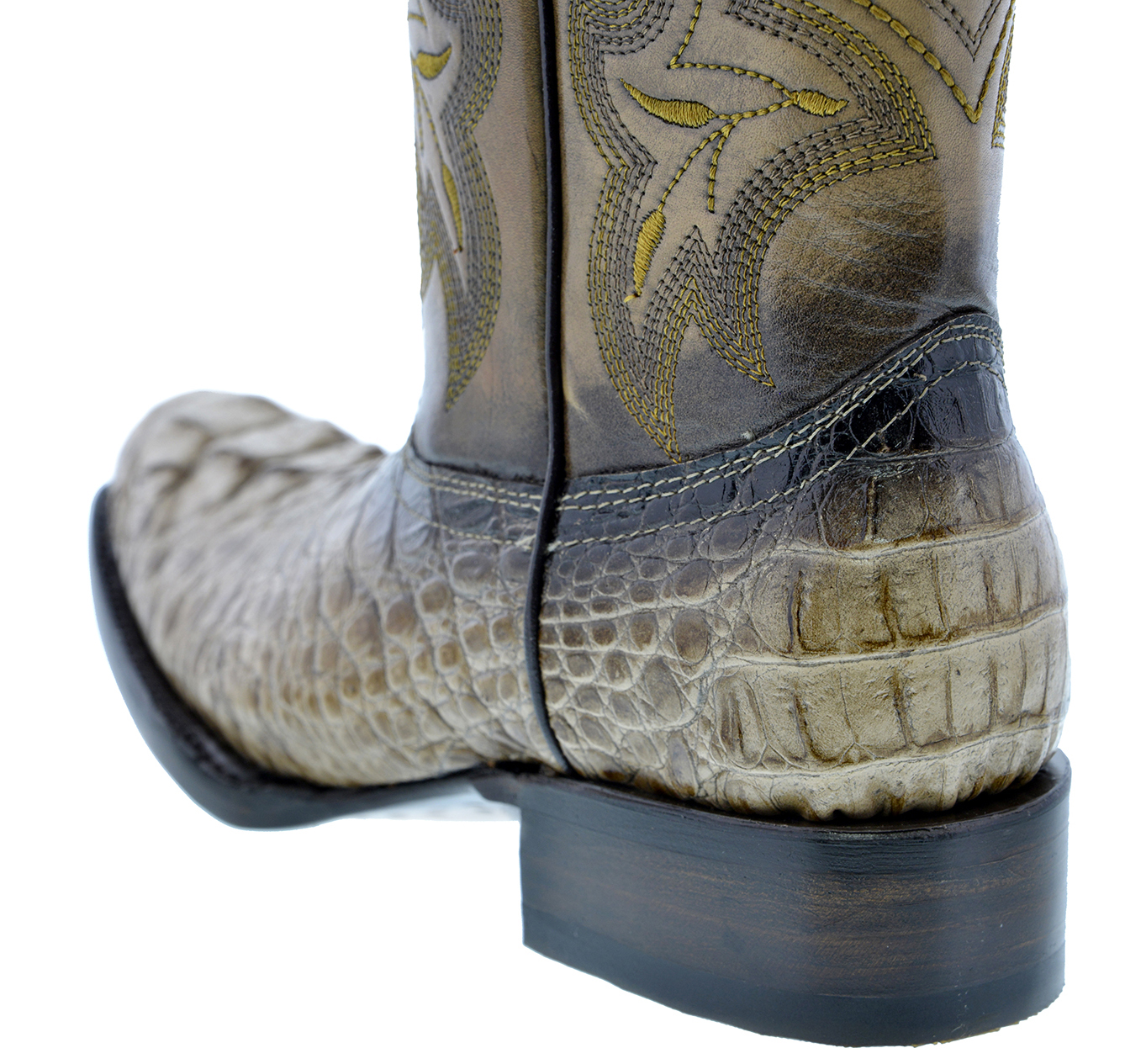 Mens Leather Crocodile Alligator Print Western Cowboy Boots Square Toe