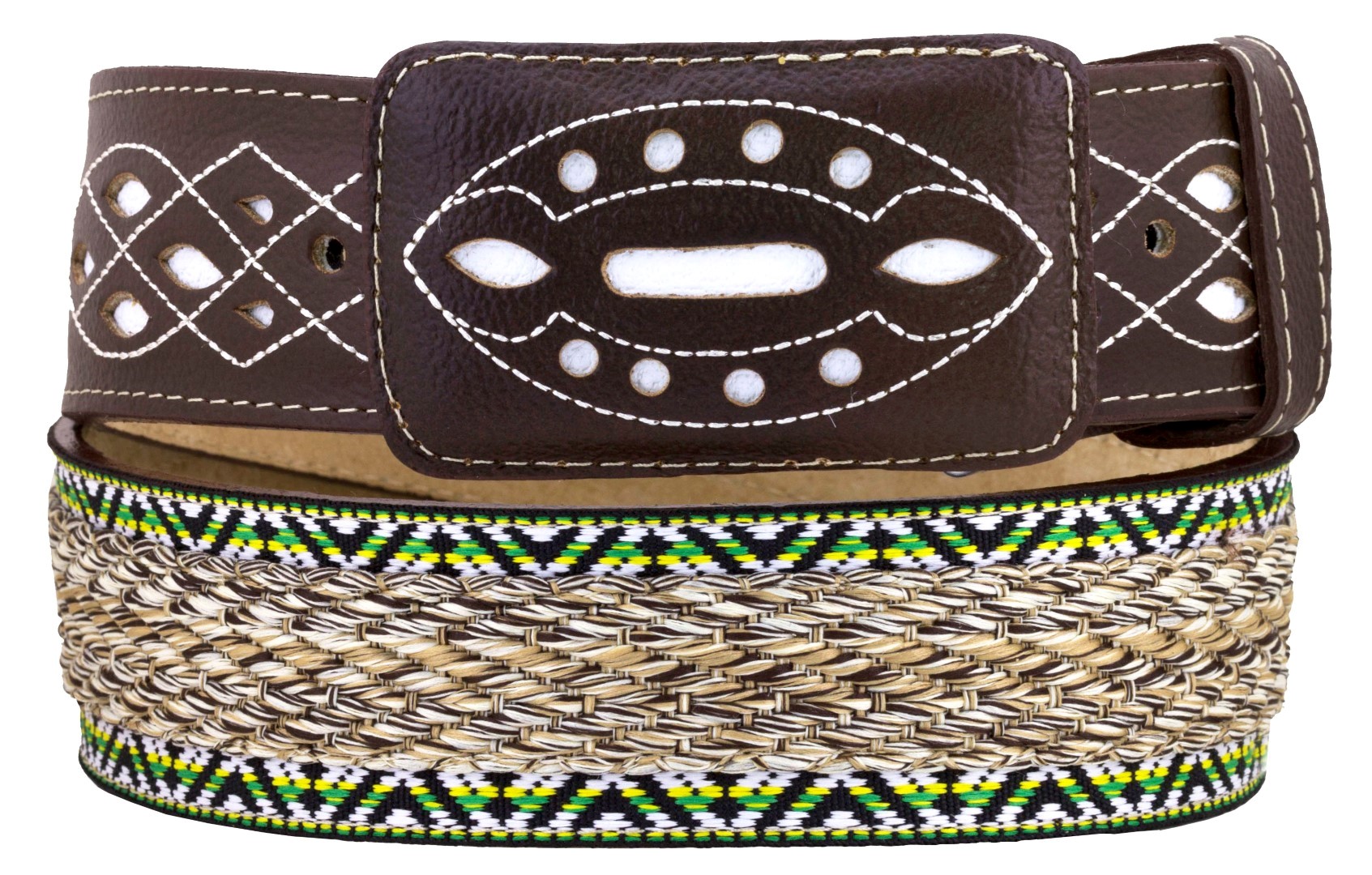 Mens Brown Western Cowboy Belt Woven Braided Real Leather Cinto Vaquero Size 34 eBay