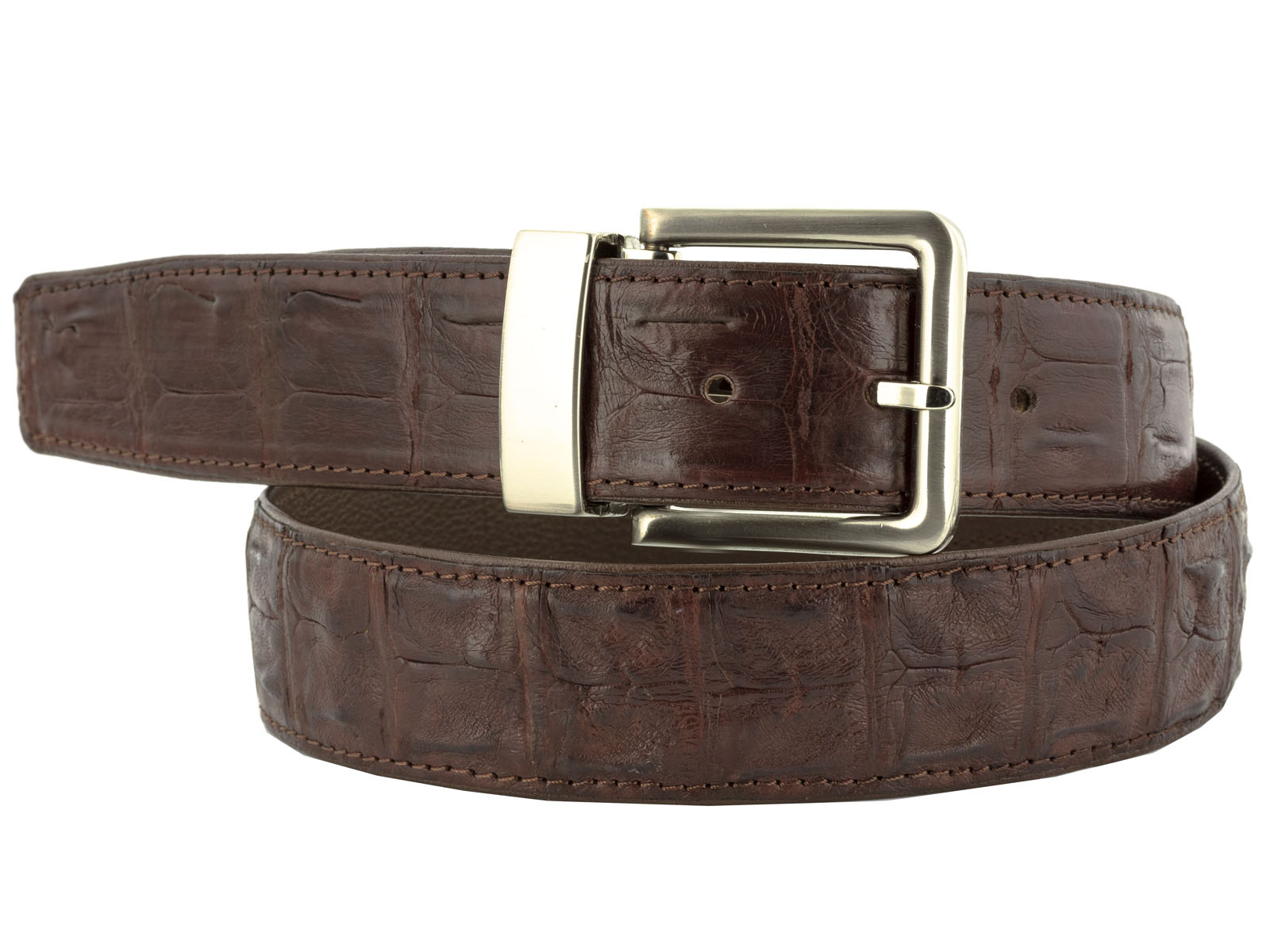 mens brown genuine crocodile alligator western cowboy rodeo dress belt ...