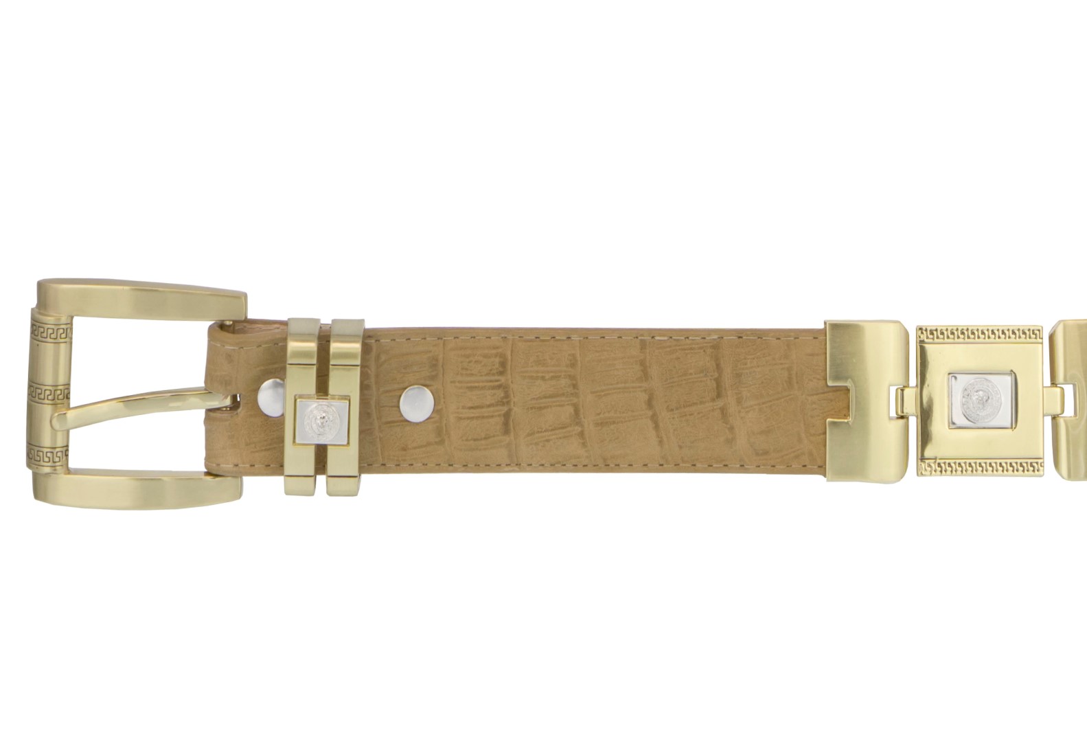 Mens Buttercup Crocodile Tail Print Cowboy Belt Gold Links 32 El Presidente