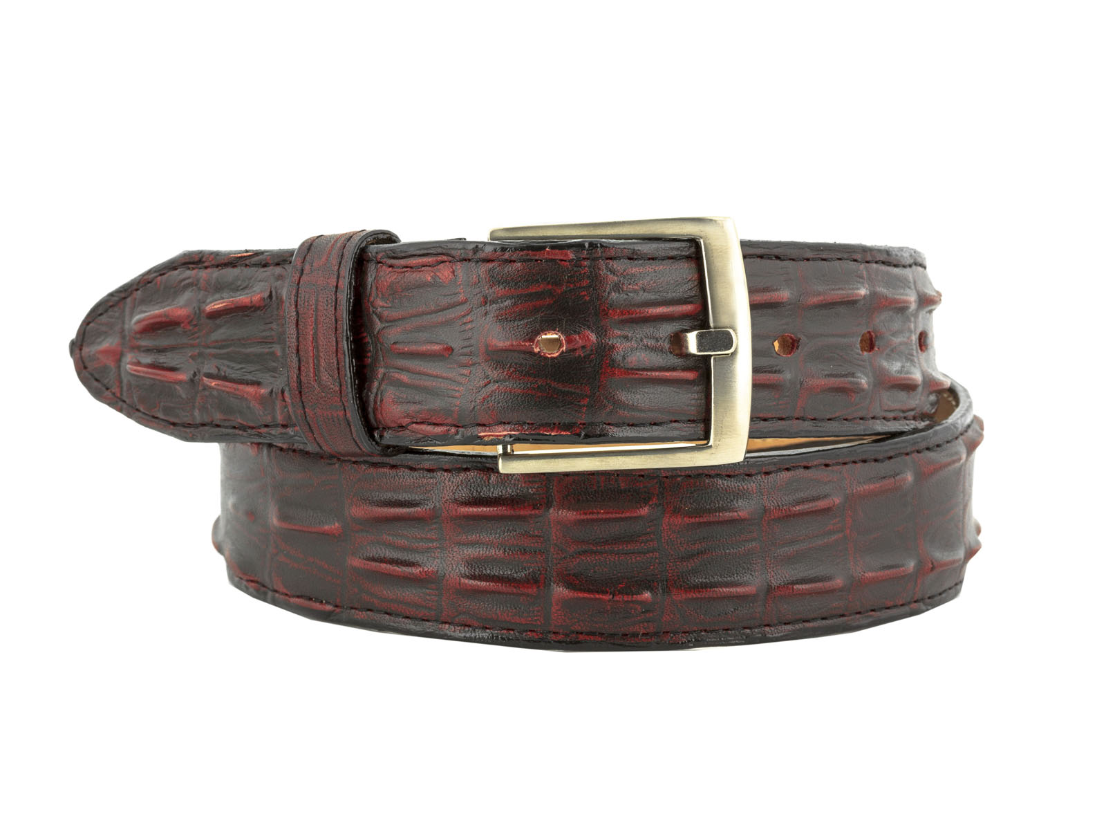 Cowboy Professional Mens Brown Crocodile Tail Leather Western Belt Round Buckle 52