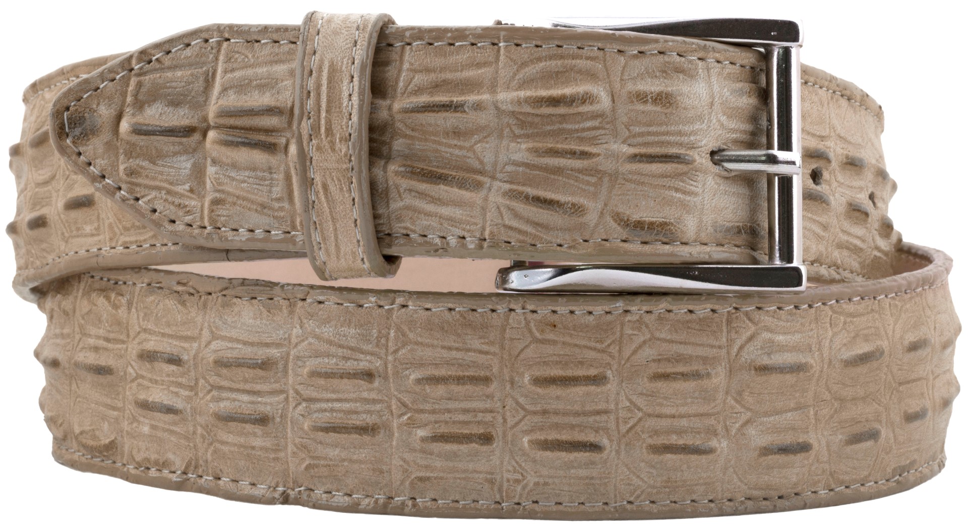 Mens Crocodile Tail Belt Print Leather Western Sand Buckle Cinto Rancho 
