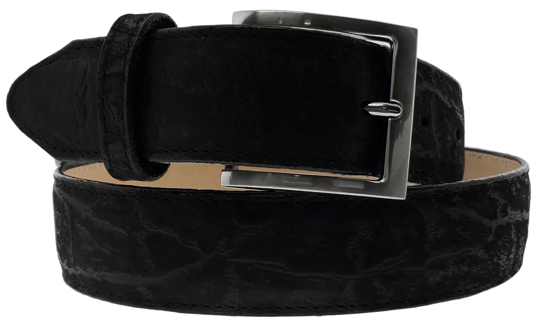 Mens Black Stingray Pattern Leather Western Cowboy Belt Rodeo Buckle Cinto