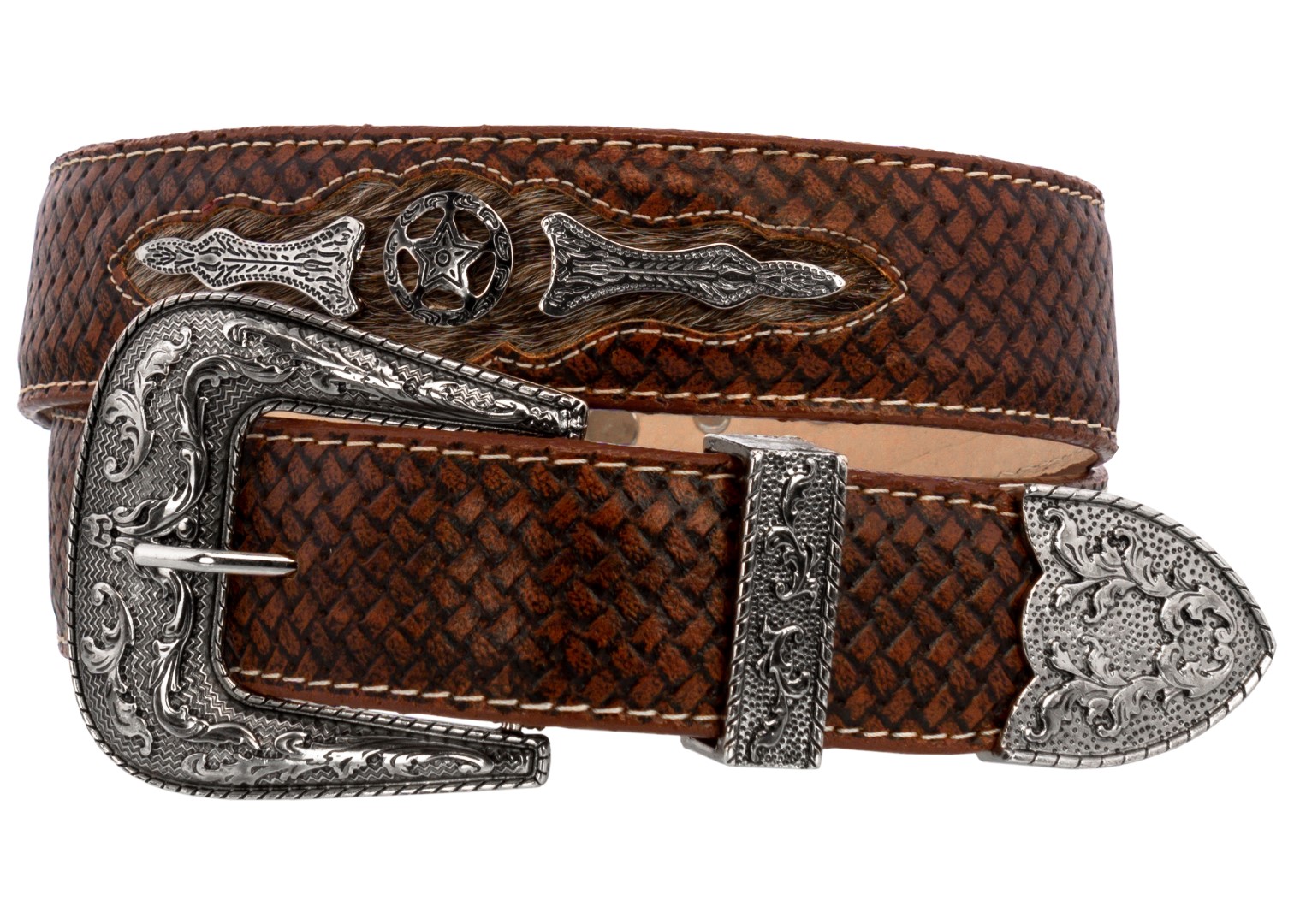 Men Western Cowboy Belt Ranger Concho Genuine Leather Rodeo Silver ...