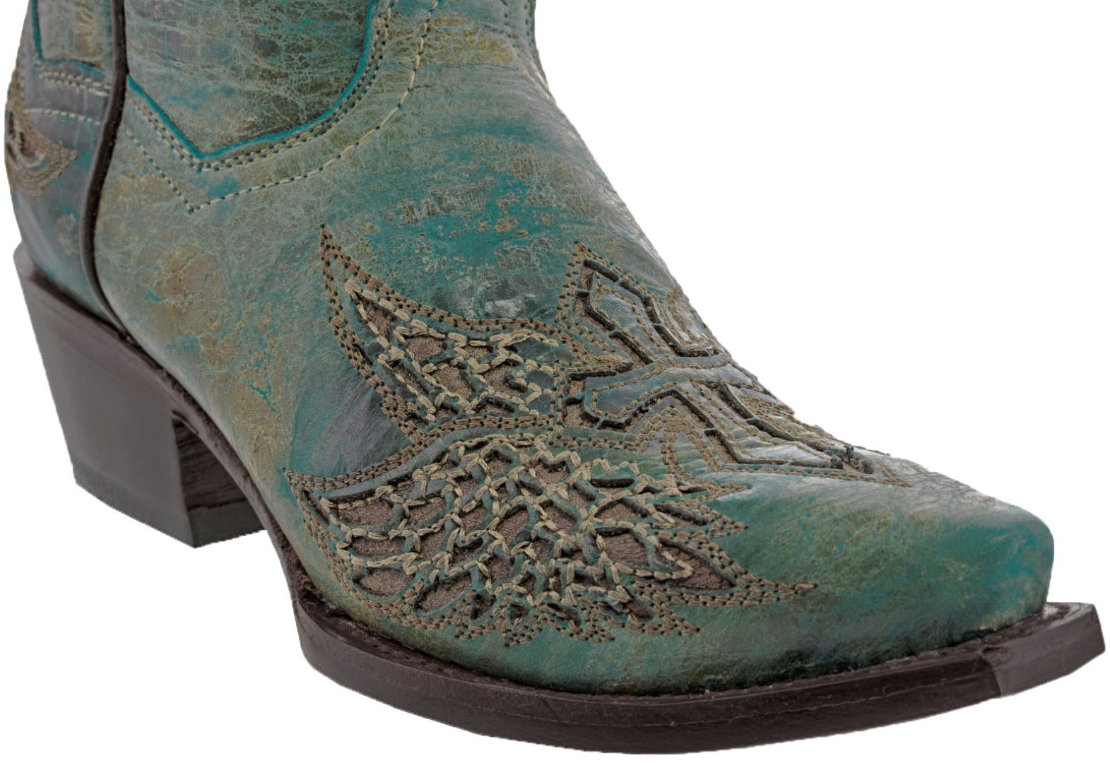 Preowned Cowboy Professional Womens Inlay Angel Wings Cross Leather