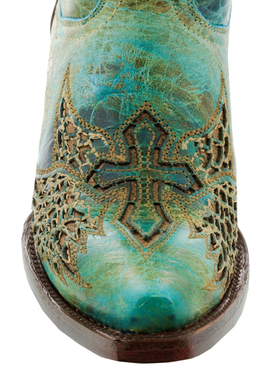 Preowned Cowboy Professional Womens Inlay Angel Wings Cross Leather