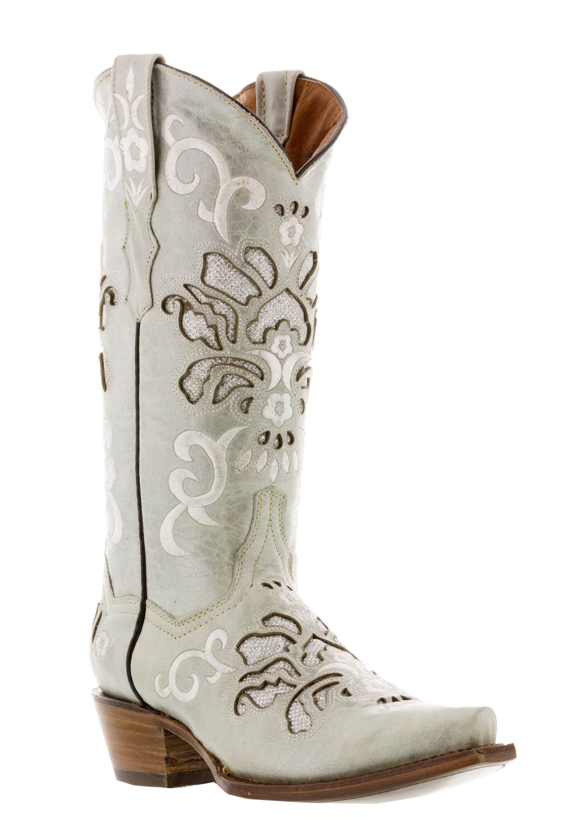 Womens Off White Wedding Cowgirl Boots Genuine Leather Western Wear ...