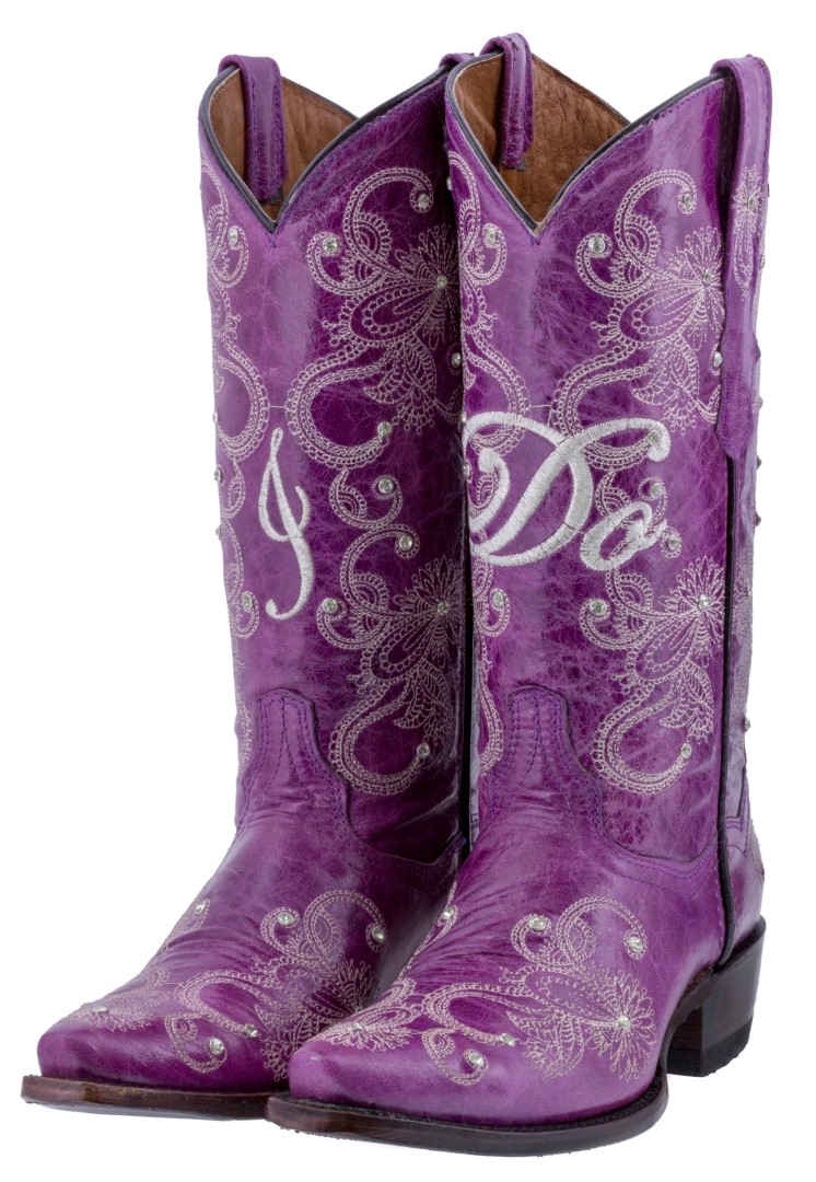 Rhinestone Cowboy Boots Purple Wedding 