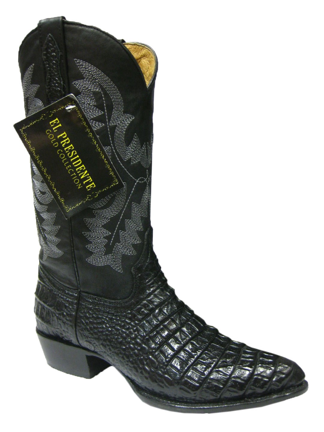 Men's black round shop toe cowboy boots