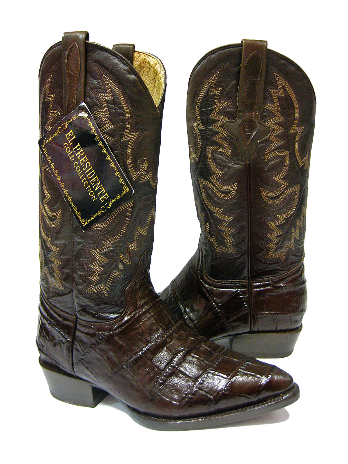 Men's Brown Big Belly Crocodile Leather Cowboy Boots J Toe ...