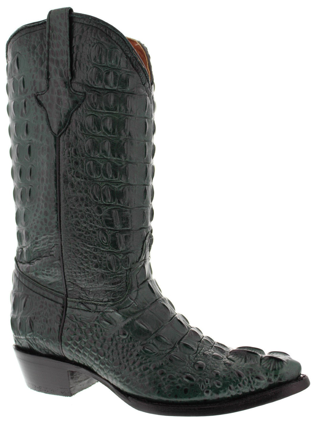 green crocodile knee high boots