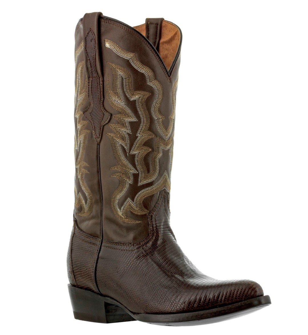 mens brown genuine teju lizard rodeo riding leather cowboy boots exotic