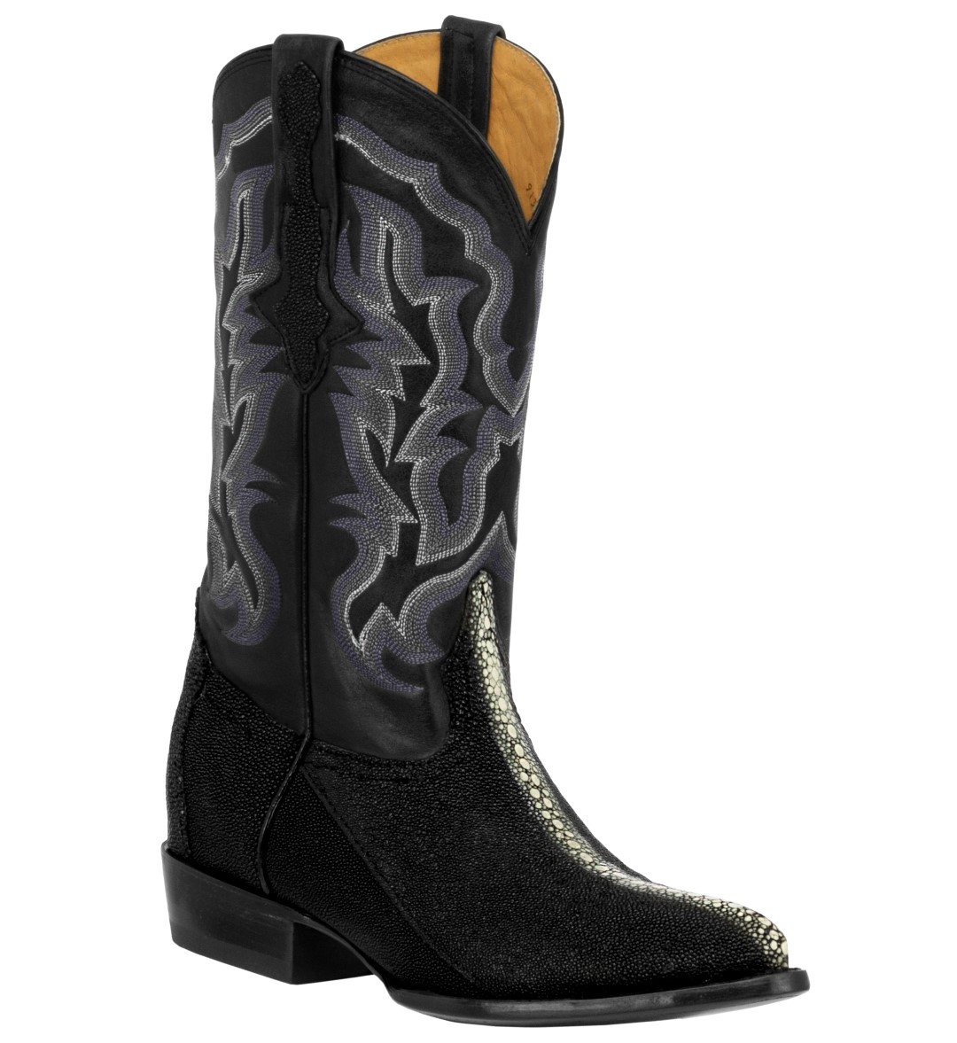 Mens Black Stingray Row Stone Exotic Skin Western Wear Cowboy Boots ...