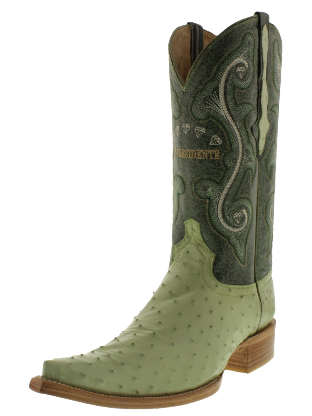 Mens Authentic Ostrich Green Western 