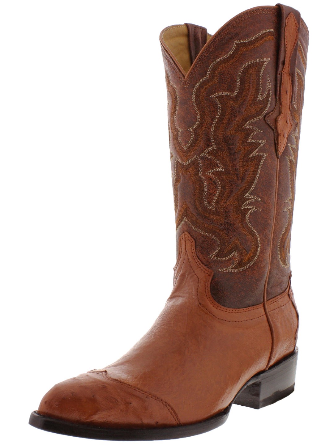 mens cognac brown genuine leather cowboy boots real ostrich crocodile ...