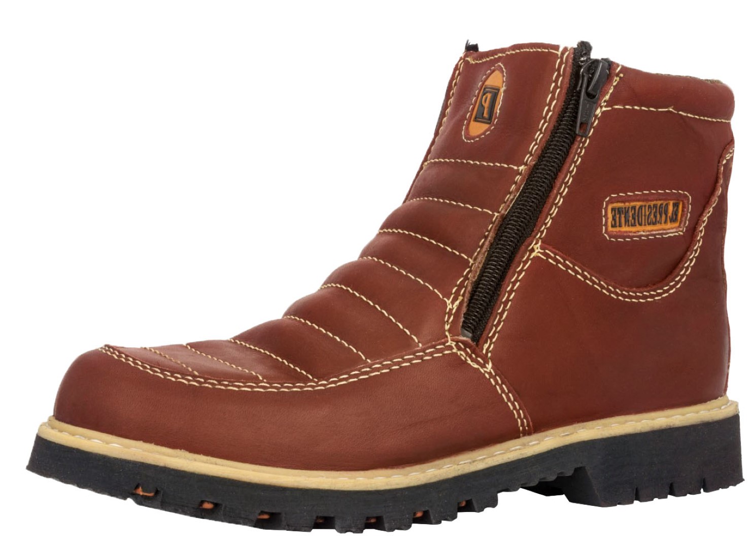 brown construction boots