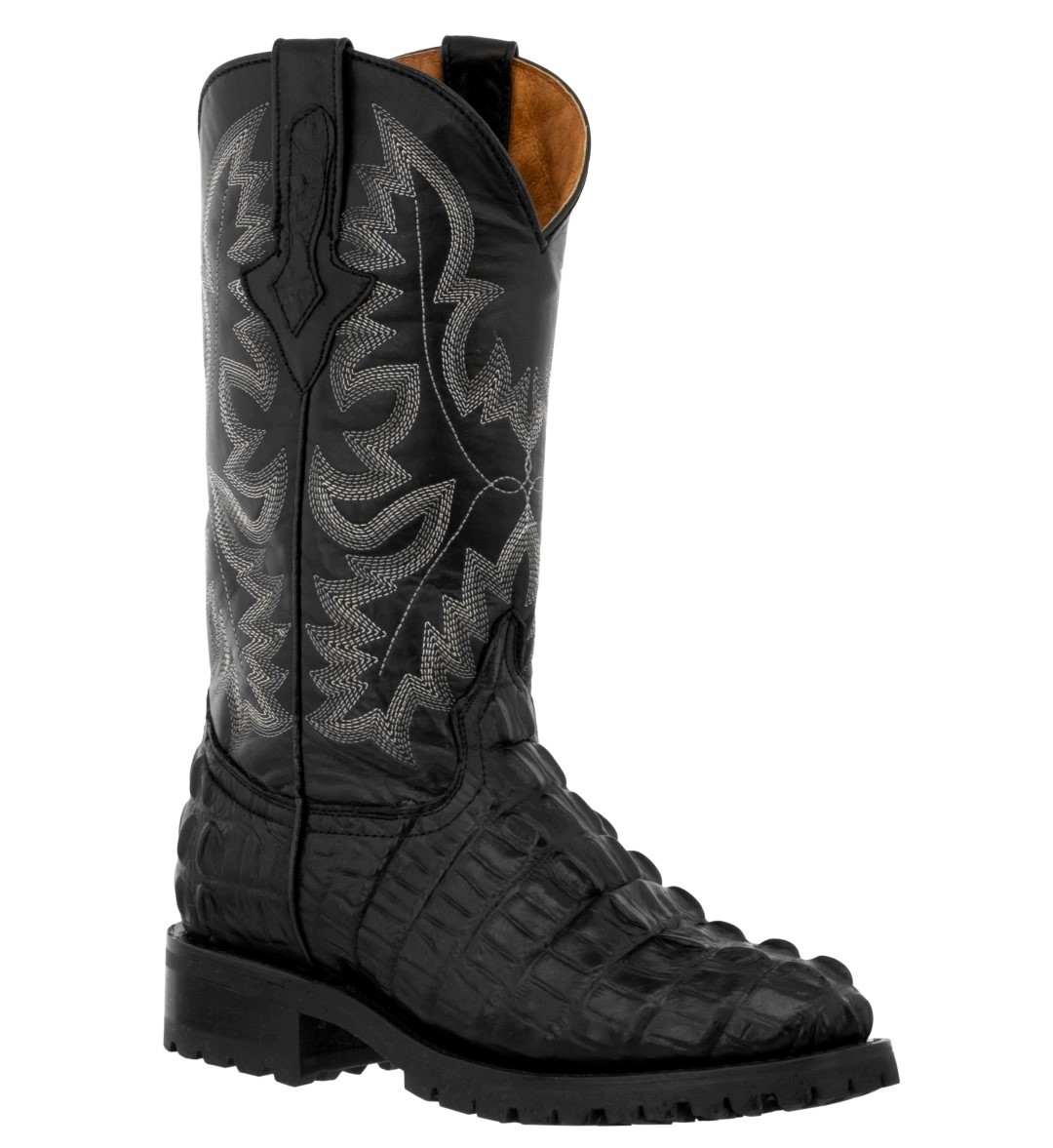 Mens Motorcycle Biker Boots Alligator Pattern Leather Cowboy Western Round Toe - Picture 4 of 6