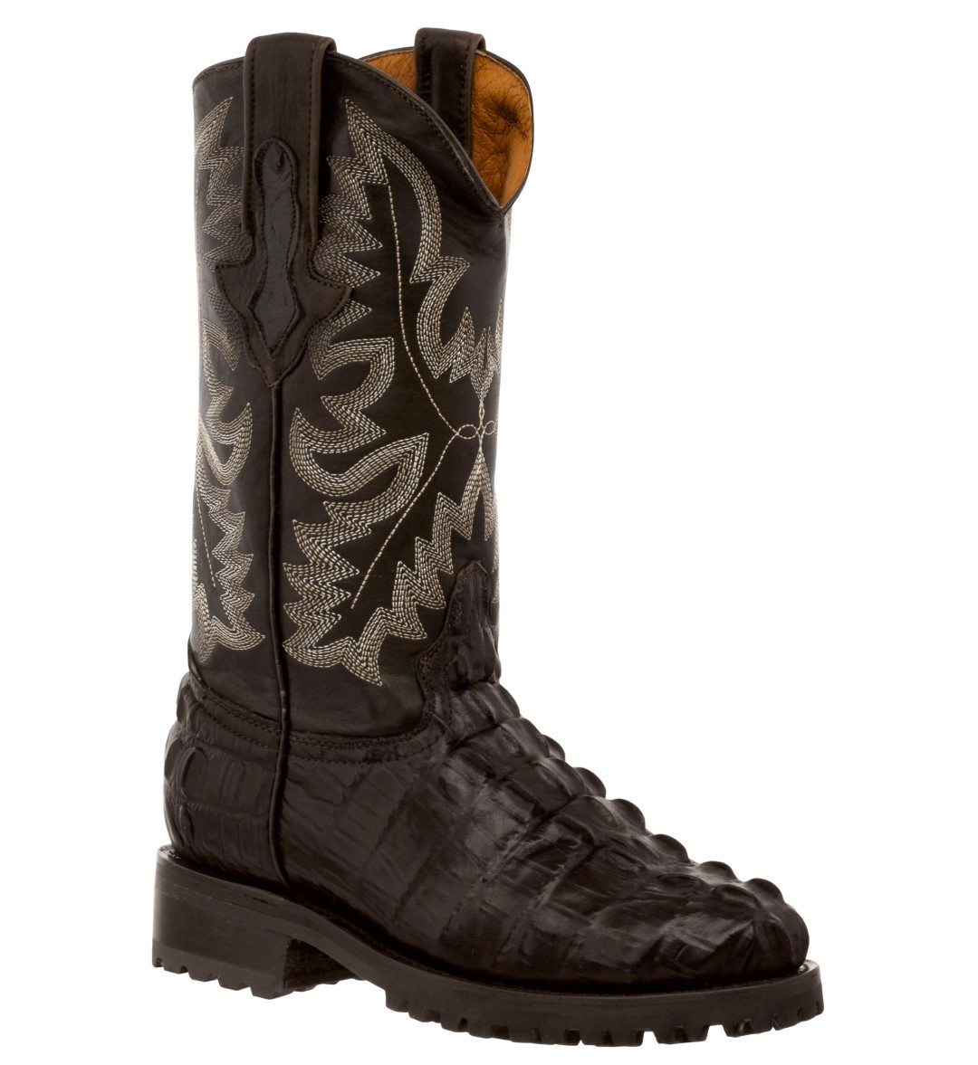 Mens Motorcycle Biker Boots Alligator Pattern Leather Cowboy Western Round Toe - Picture 5 of 6