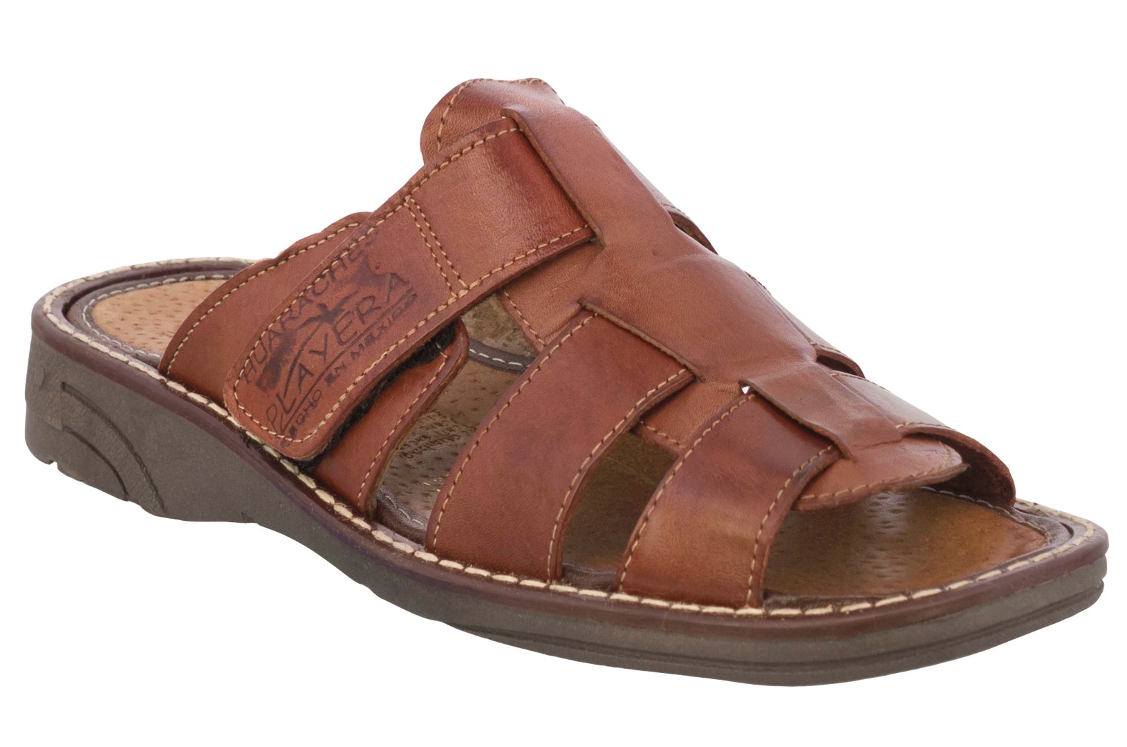 Mens Cognac Brown Real Leather Handmade Sandals Mexican Original Slip ...