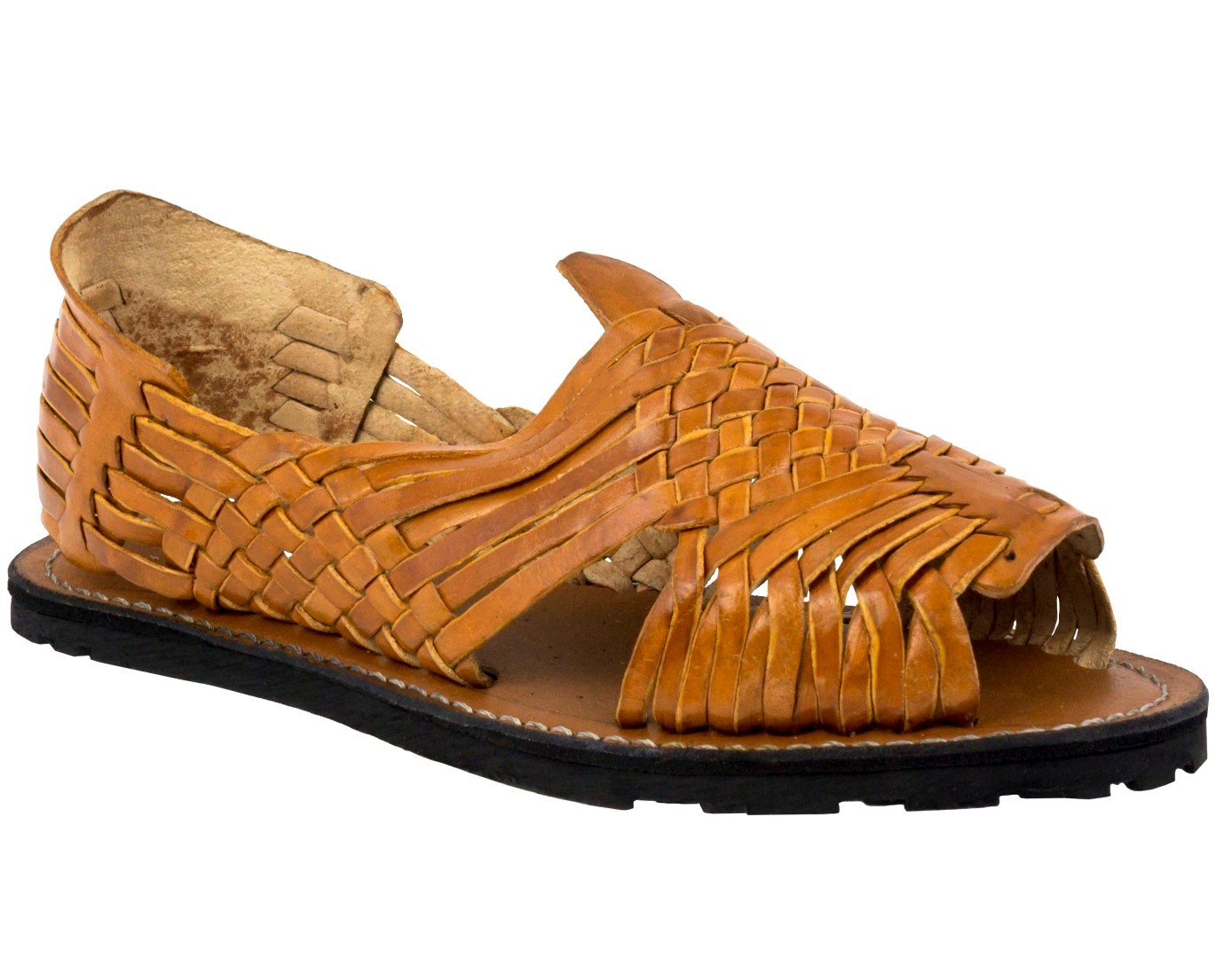 Mens Cognac Authentic Mexican Huaraches Sandals Genuine Leather Open Toe Size 13
