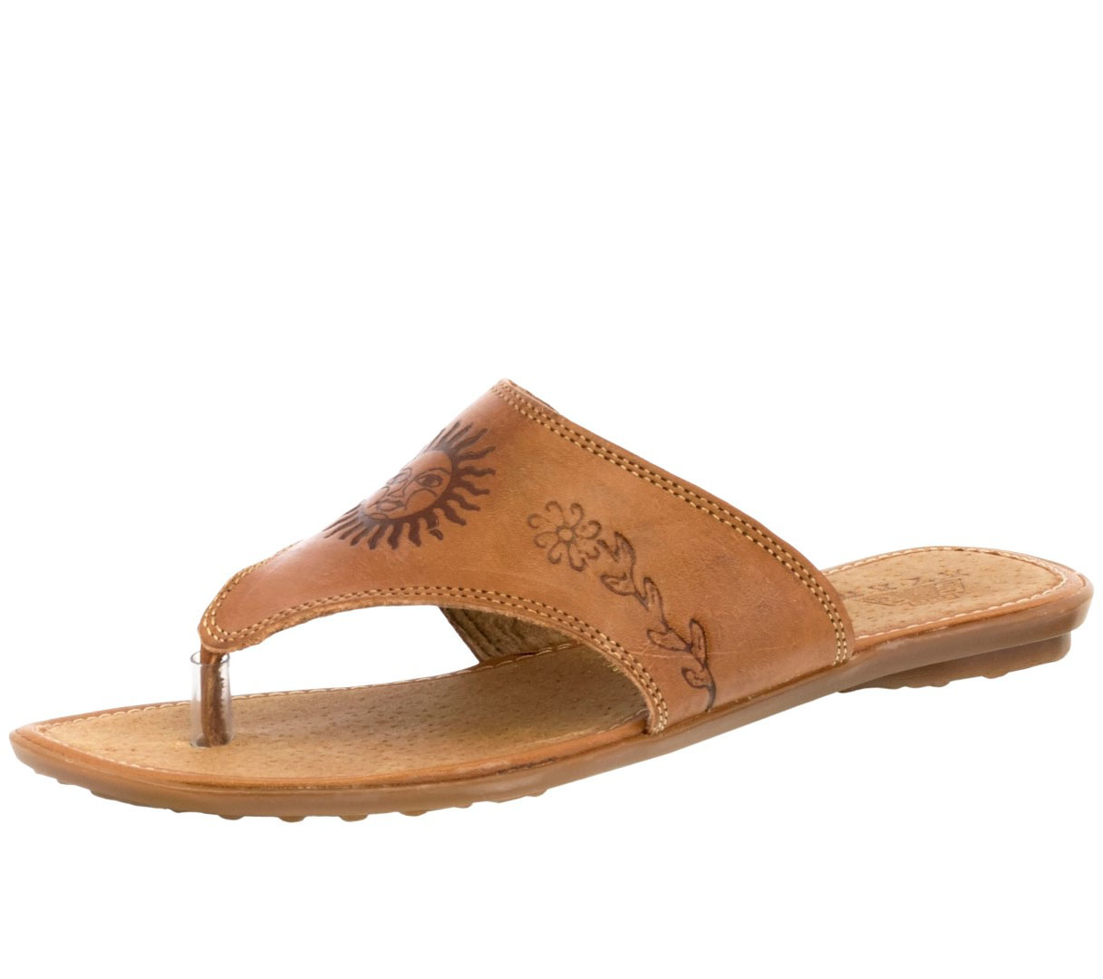 Womens Real Leather Sandals Mexican Huarache Flip Flop Light Brown ...