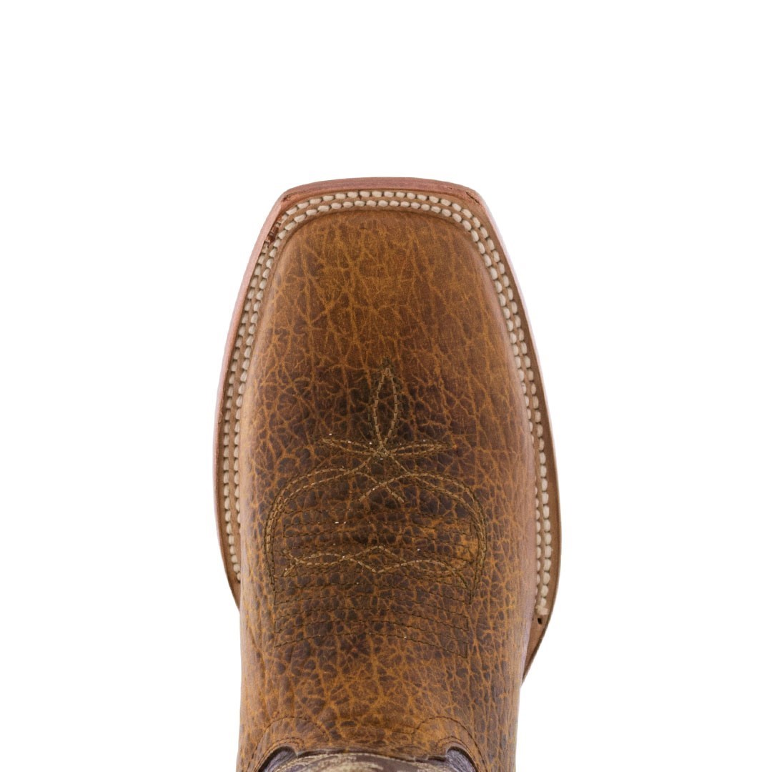 Details about   Mens Honey Cognac Real Leather Cowboy Boots Overlay Stitched Riding Square Toe 