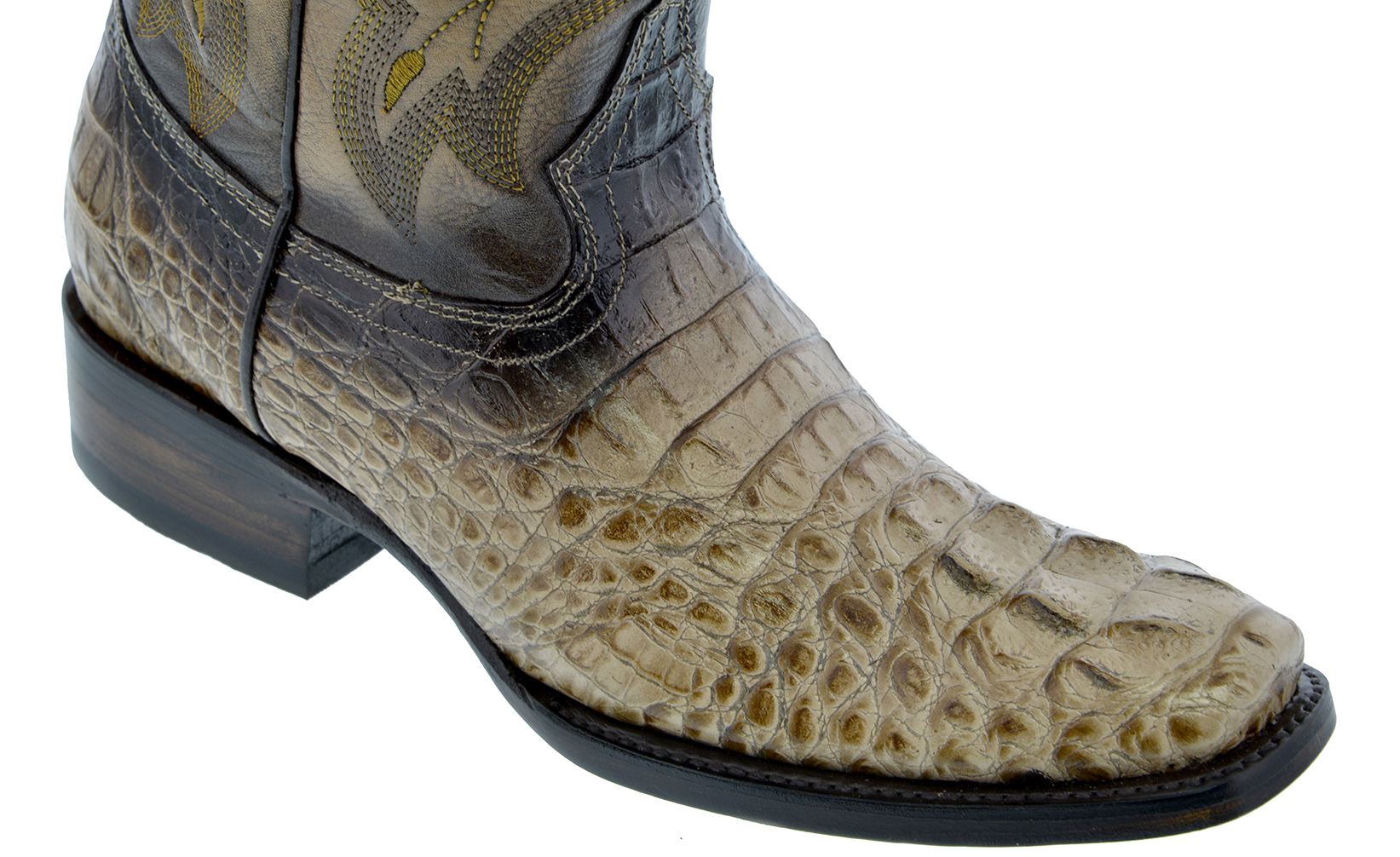 Mens Leather Crocodile Alligator Print Western Cowboy Boots Square Toe ...