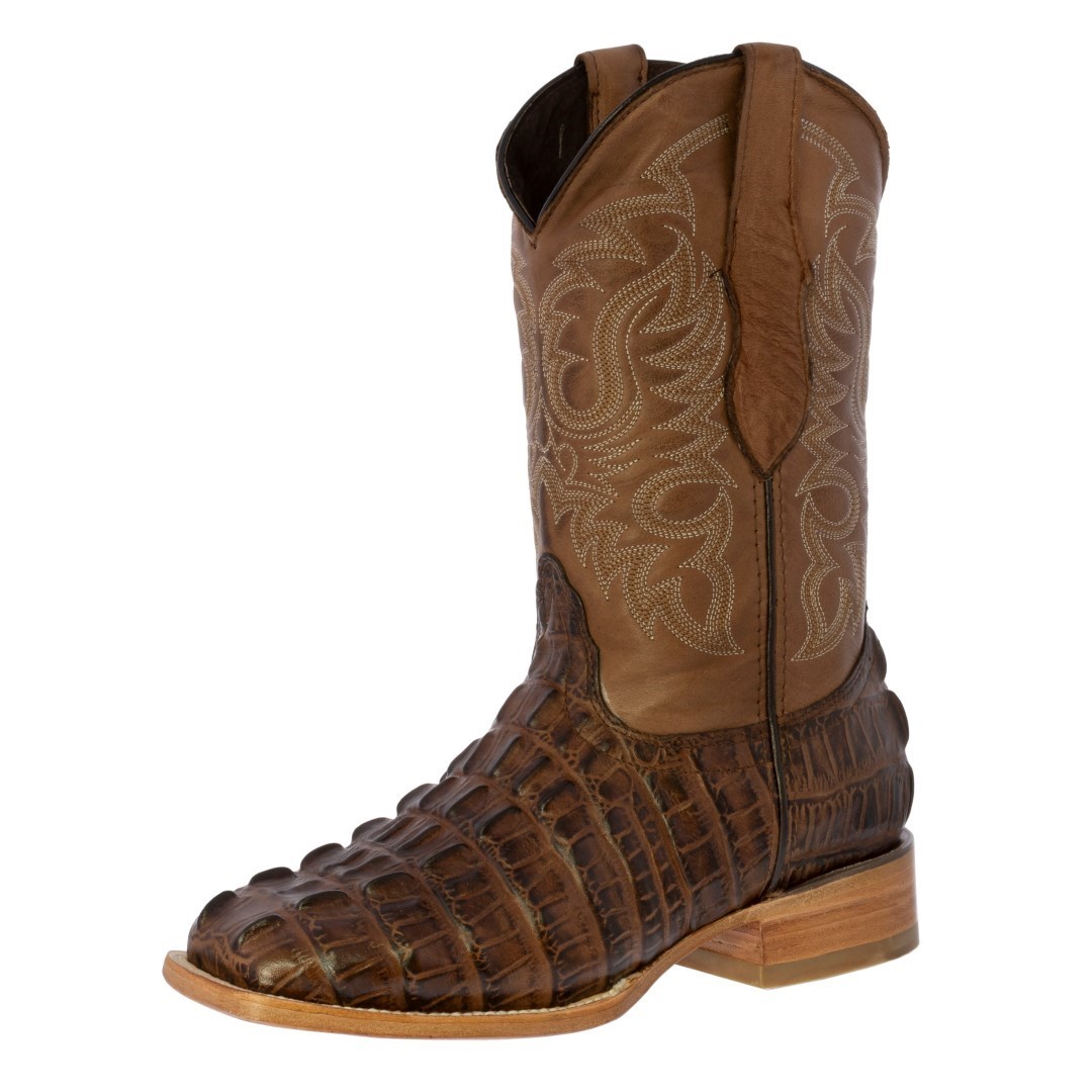 Ver internet perecer Resistencia Mens Crocodile Tail Print Cowboy Boots Genuine Leather Western Square Toe  Botas | eBay