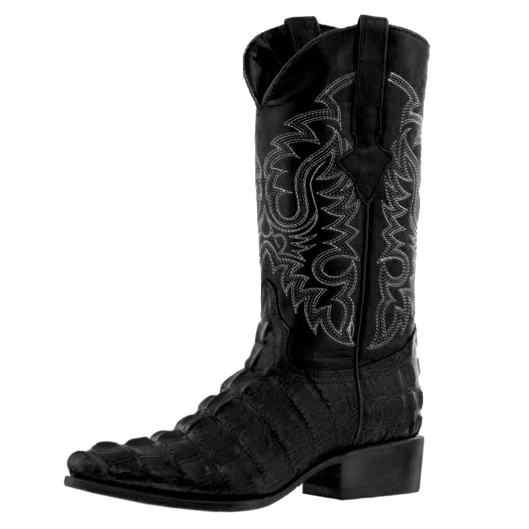 Men's New Leather Crocodile Belly Design Rodeo Western Cowboy Boots J Toe Black 