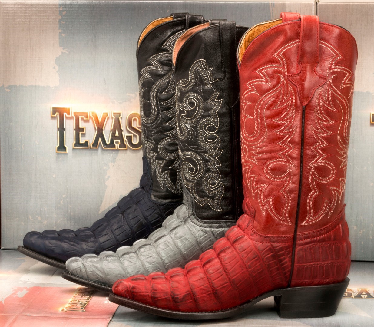 Men's New TW Crocodile Alligator Tail Leather Cowboy Western Boots Beige J Toe 