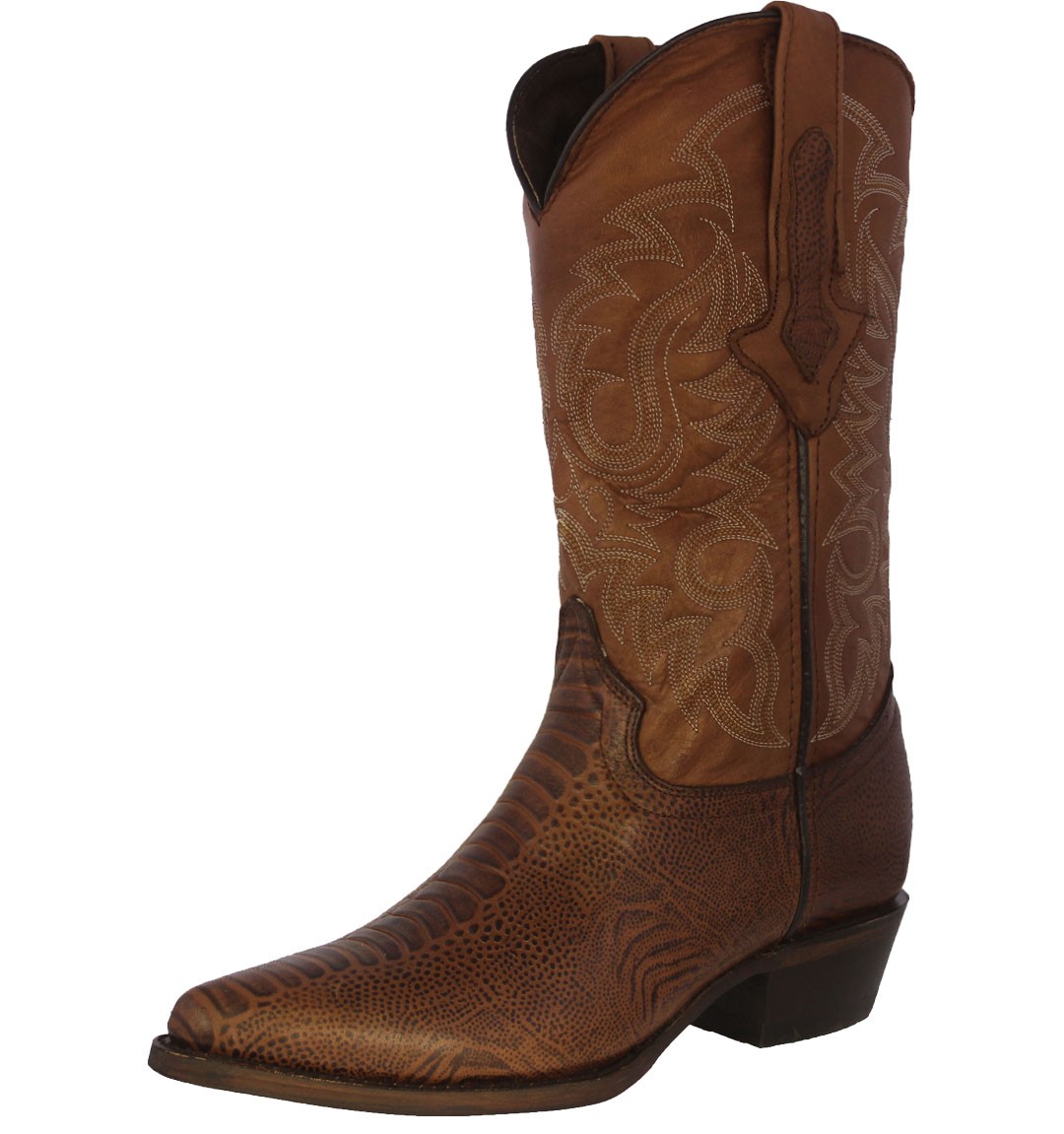 Mens Western Boots Brown Ostrich Leg Print Leather Cowboy Dress J Toe ...